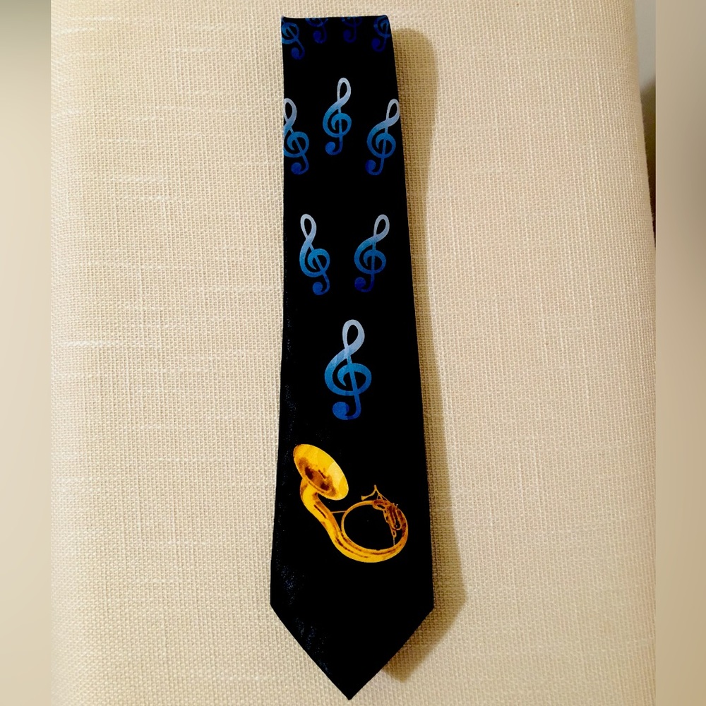 Musician Tuba Necktie ~ Steven Harris Hand Made  Music Notes